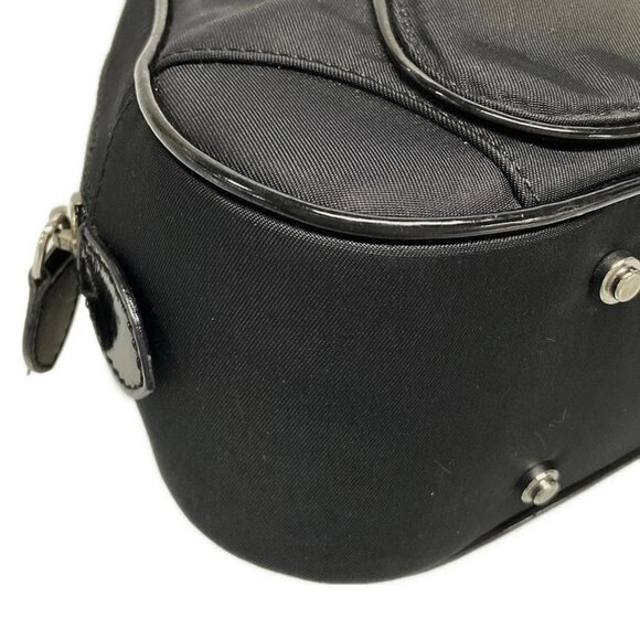 Auth DIOR/ChristianDior Double Saddle Black Nylon Patent Leather Handbag - Picture 6 of 16